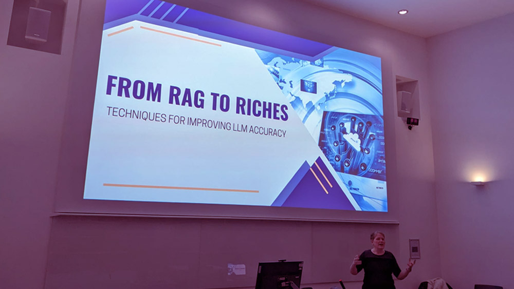 Fiona speaks at TechTonic about improving LLM accuracy in a talk titled From RAG To Riches